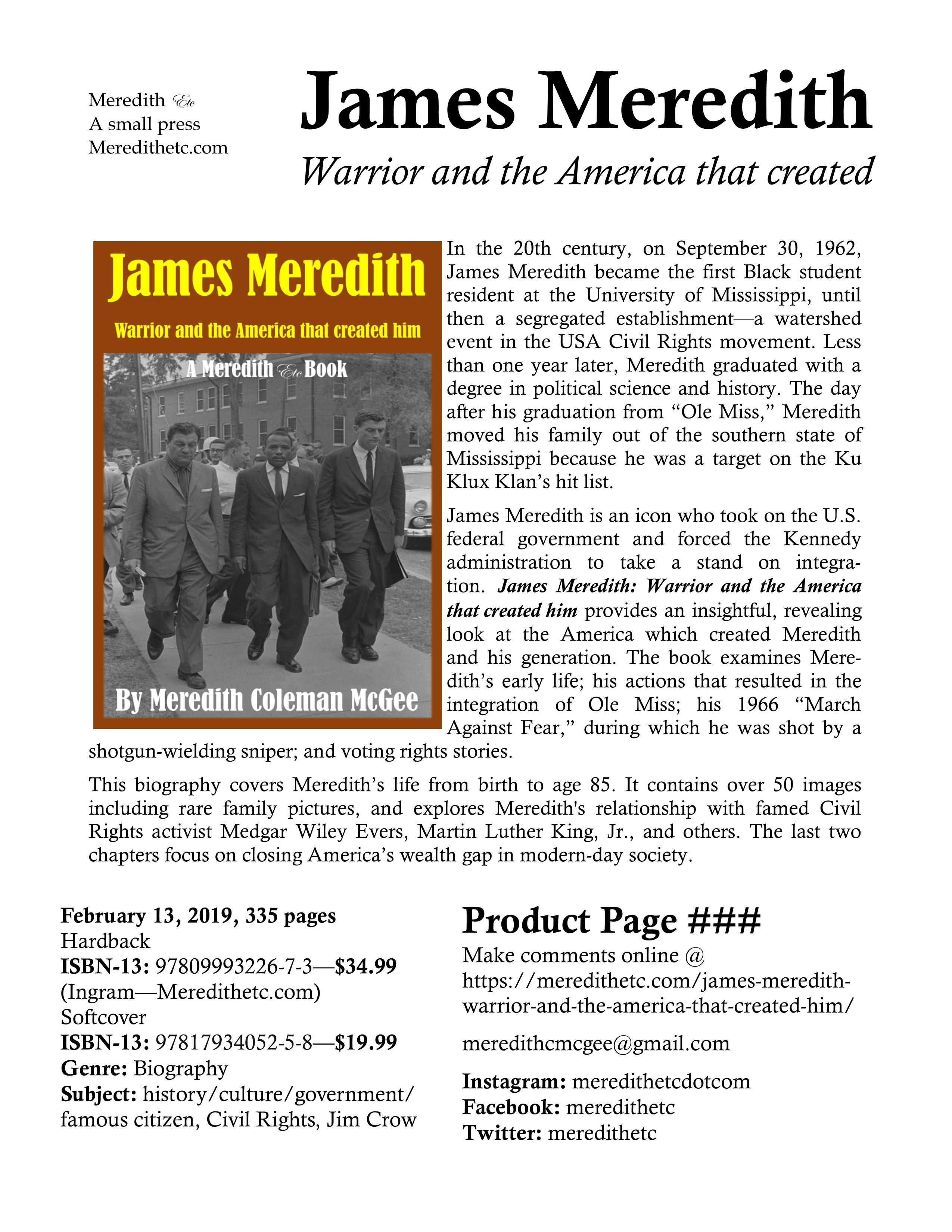 James Meredith: Warrior and the America that created him (2nd edition, Feb 15, 2019)